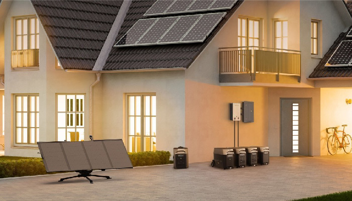 Ecoflow DELTA Pro в домашней экосистеме вместе с солнечными панелями и системой управления умным домом