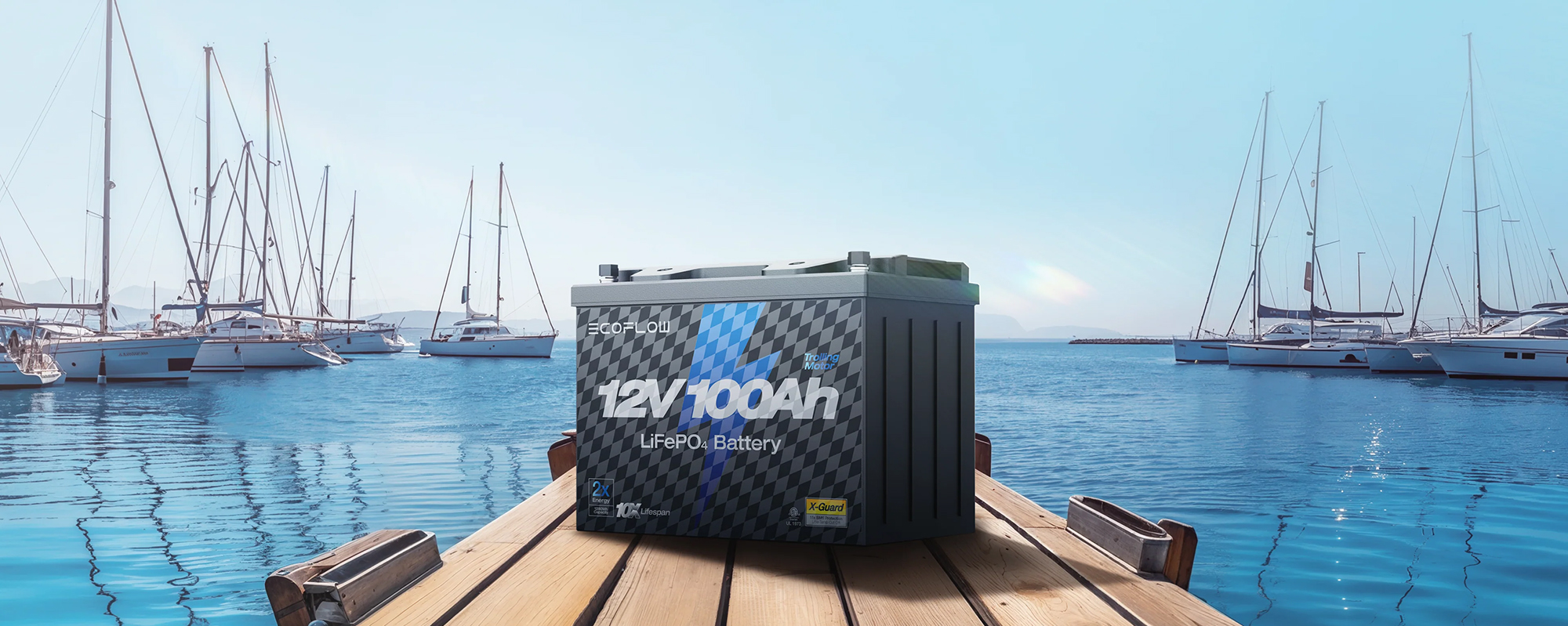 Литиевый аккумулятор EcoFlow 12В 100Ач для лодочного электромотора