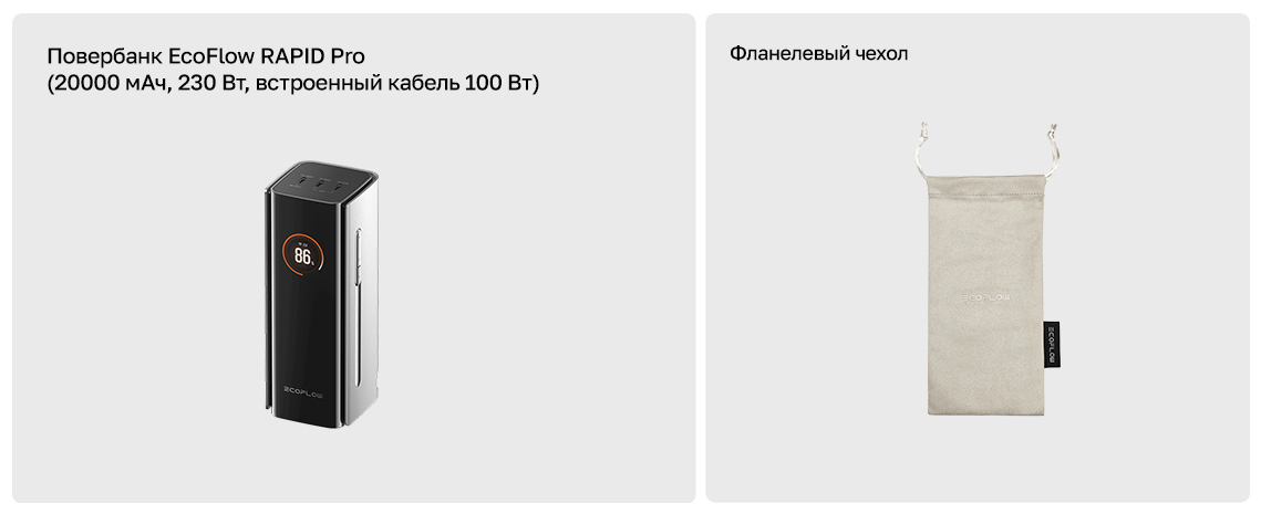 Комплектация повербанка EcoFlow RAPID Pro 20000 мАч