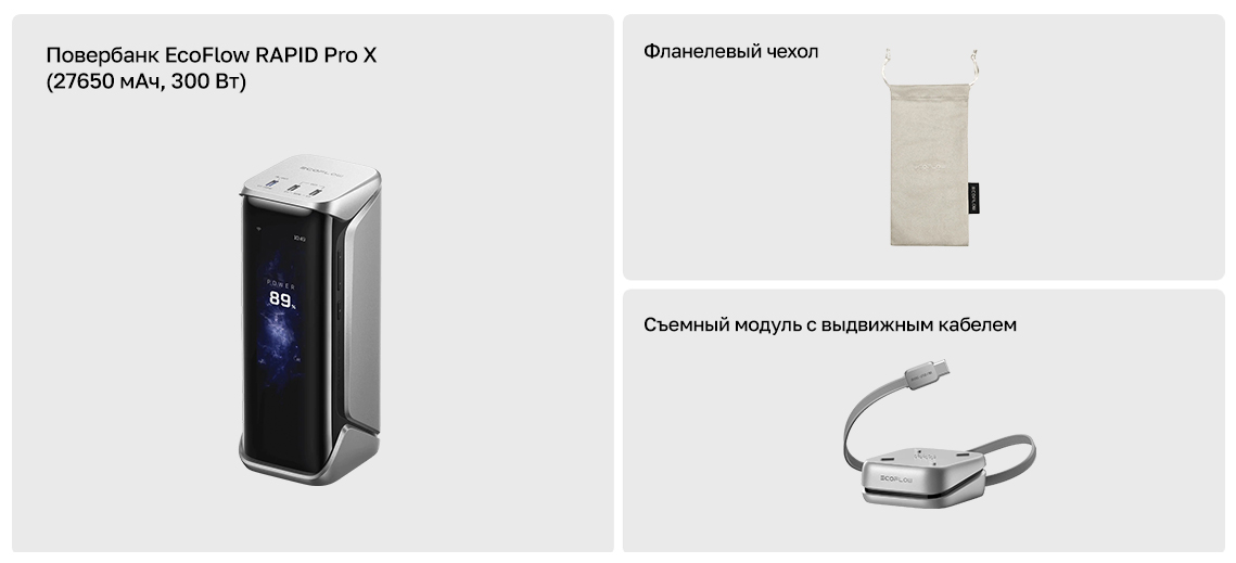 Комплектация повербанка EcoFlow RAPID Pro X