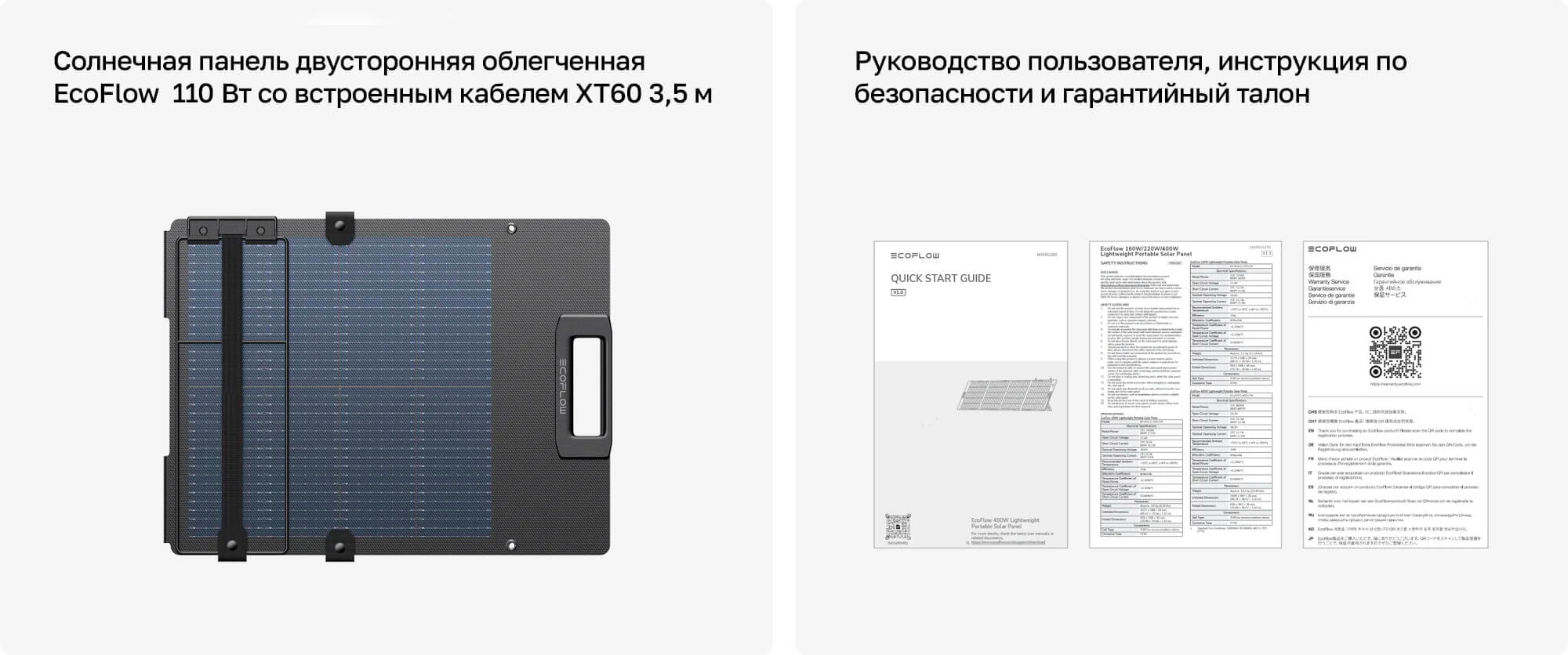 Комплектация солнечной панели складной EcoFlow 110 Вт
