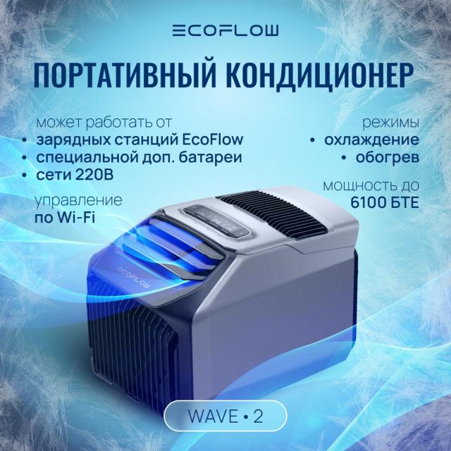 Компактный кондиционер EcoFlow Wave 2 + аккумулятор