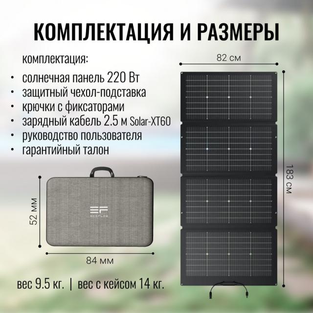 Солнечная панель складная двусторонняя EcoFlow 220W - Фото1606