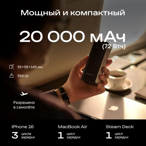 Повербанк EcoFlow RAPID Pro (20000 мАч, 230 Вт, встроенный кабель 100 Вт) - Фото5